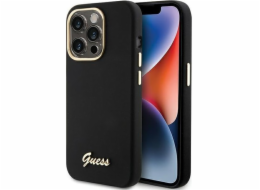 Pevné pouzdro Guess  GUHCP15LSMBSLK iPhone 15 Pro 6.1 černo/černé silikonové kovové logo a rámeček