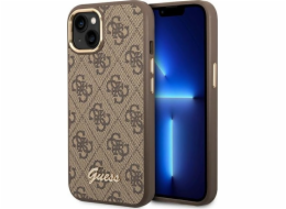 Pouzdro Guess  pro iPhone 14 6.1 hnědé/hnědé pevné pouzdro 4G Vintage Gold Logo