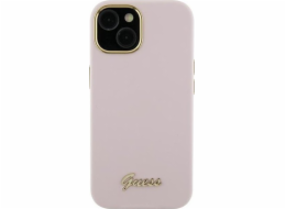 Guess  GUHCP15LSMBSLP iPhone 15 Pro 6.1 růžové/růžové pevné pouzdro Silikonové kovové logo a rámeček