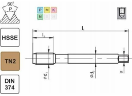 Fanar THREAD M12x1 DIN-374C R40 (6H) HSSE TIN 800X