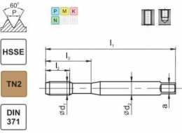 Fanar THREAD M 8 DIN-371C (6H) HSSE TN 800X