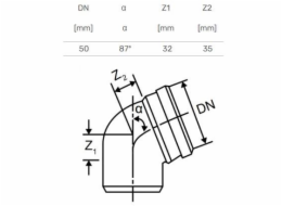 Koleno pro vnitřní drenáž Magnaplast Skolan, 58 mm, 87°