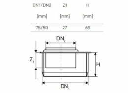 Vnitřní kanalizace krátký přechod HTplus, O 50 / 75 mm