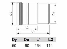 Vyrovnávací spojka pro vnitřní odpadní vodu Wavin, O 50 mm