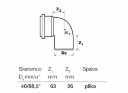 Vnitřní drenážní koleno Wavin, O 40 mm, 88,5°