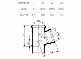 T-kus pro vnitřní kanalizaci HTplus, O 110 / 110 mm, 67°