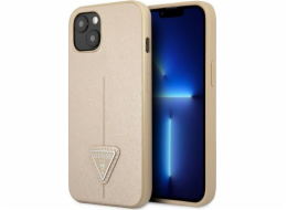 Pouzdro Guess  pro iPhone 14 6.1 béžové/béžové pevné pouzdro SaffianoTriangle Logo