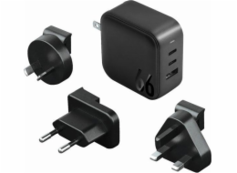 Nabíječka Energea Nabíjení ENERGEA. síť. 1xUSB+2xUSB-C PD-PPS-QC 3.0 66W 2C1A černá/černá US+EU Travelite GAN66