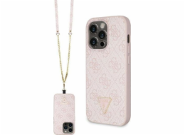 Pouzdro Guess  GUHCP14LP4TDSCPP pevné pouzdro pro Apple iPhone 14 Pro Crossbody 4G kovové logo růžové/růžové