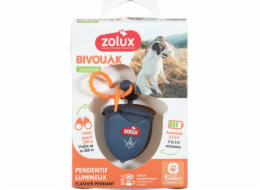 ZOLUX BIVOUAK Luminous Collar Přívěsek Ořech LED USB modrá - psí známka - 6x4x3 cm