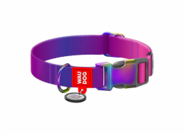 Nylon dog collar with QR code WAUDOG 15 mm wide, 25-35 cm long purple