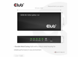 Club3D Video rozbočovač 1:4 HDMI 2.0 4K120Hz, 4 porty, černá