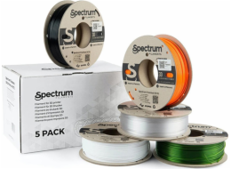 3D Spectrum pero Spectrum 3D filament, Premium PCTG, 1,75 mm, 5x250 g, 80751, mix arktická bílá, dopravní černá, čistě oranžová, transparentní zelená, prémiová