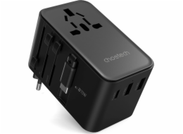 Choetech PD5022 70W cestovní adaptér EU/US/AUS/UK s vestavěným kabelem USB-C – černý