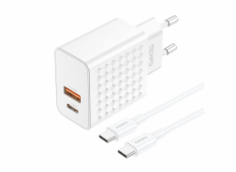 Foneng EU42 USB-C+USB-A 20W power charger + USB-C - USB-C cable (white)