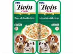 INABA Dog Twin kuřecí se zeleninou v bujónu – pochoutka pro psy – 2x40g