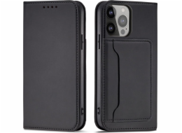 Hurtel Magnet Card Case Kryt pouzdra iPhone 14 Pro Max s chlopňovým stojánkem na peněženku černý