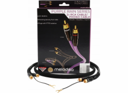 Gramofon Melodika  MDPHD05 Purple Rain Black Edition 2xRCA PHONO kabel pro gramofon s uzemňovacím vodičem - 0,5m