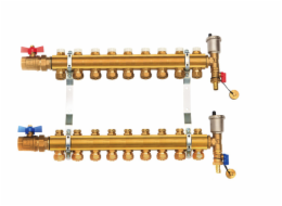 Capricorn 9-okruhový rozdělovač mosazné OPTIMUM s ručními ventily pro radiátory