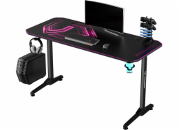 Ultradesk ULTRADESK herní stůl FRAG - PINK V3, 140x60 cm, 76 cm, s podložkou pod myš, sluchátka a držák nápojů