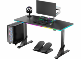 Ultradesk stůl ULTRADESK Herní stůl IRON BLACK, 132,5x60,5 cm, 71-81 cm, mechanické nastavení výšky