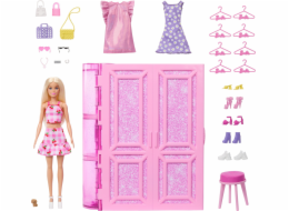 Mattel Barbie Dream Šatní skříň s oblečením Šatní skříň 3.0 + panenka Barbie + doplňky (HXD58)