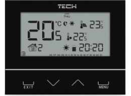 Tech ST-292V3 drátový dvoupolohový pokojový ovladač L-5 (3 mm sklo) černý