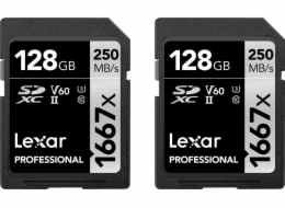 Karta Lexar Professional 1667x (2 ks) SDXC 128 GB Class 10 UHS-II/U3 V60 (LSD1667128G-B2NNG)