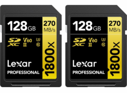 Lexar Professional 1800x SDXC karta 128 GB + 128 GB Class 10 UHS-II/U3 V60 (LSD1800128G-B2NNG)