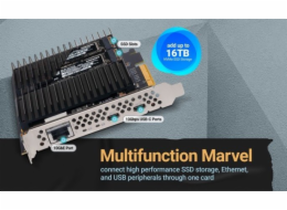 Karta Sonnet McFiver PCIe – multifunkční adaptérová karta se dvěma sloty M.2 NVMe SSD, 10Gb?Ethernet a dvěma 10Gbps USB-C?Porty