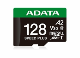 ADATA MicroSDXC karta 128GB Speed Plus, U3, C10, A2, V30 (R:180/W:160 MB/s) + SD adaptér