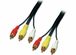 Lindy RCA (Cinch) x3 - RCA (Cinch) x3 kabel 10m černý (35544)