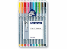 Fix na vlákna Staedtler TRIPLUS FINELINER, pouzdro, 10 barev (STA149)