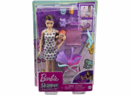 Panenka Barbie Barbie Chůva Skipper Kočárek + miminko Set GXT34