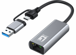 Adaptér LevelOne USB Adaptér LevelOne USB-C + USB-A -> RJ45 10/100/1000/2500 gr