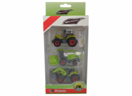 Set zemědělských strojů: traktor, kombajn, traktor s čelním nakladačem 1:64