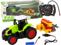 Zemědělský traktor LeanToys s lisem R/C 1:16 zelený