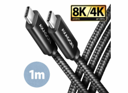 AXAGON BUCM432-CM10AB, NewGEN+ kabel USB-C <-> USB-C, 1m, USB4 Gen 3×2, PD 100W 5A, 8K HD, ALU, oplet, černý