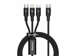 Baseus datový kabel USB-C Rapid Series 3v1 microUSB+Lightning+USB-C 1,5m PD 20W černý