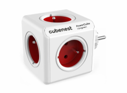 Cubenest Powercube Original,  5× zásuvka, bílá/červená, dětská pojistka, uzemnění, max. 16A/250V~3680W/50-60Hz