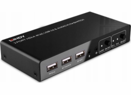 Lindy 2portový KVM přepínač HDMI 4K60, USB 2.0 a zvuk, KVM přepínač