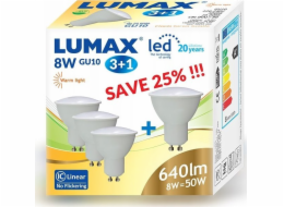 Lumax Sada LED žárovek Lumax LL325X4 8W GU10 MR16 3000K 650lm NW 830 105° SMD (4 kusy)