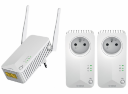 STRONG sada 3 adaptérů Powerline WF 600 TRI FR/ Powerline 600 Mbit/s/ Wi-Fi 300 Mbit/s/ 2x LAN/ bílý