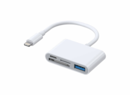 Hub joyorom joyorom číst multifunkční adaptér OTG Lightning - USB 3.2 Gen 1 (3.0, 3.1 Gen 1) / SD Card Reader, TF / Lightning White (S -H142 WHITE)