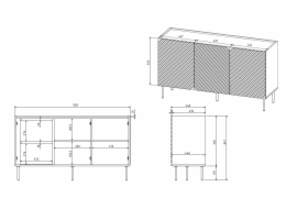 3D2SZ Komoda ONDA 150x45xH85 zelená