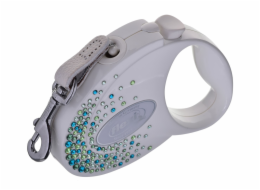 FLEXI Glam Splash Leaf with Swarovski crystals S - Dog Retractable lead - 3 m - white