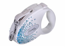 FLEXI Glam Splash Ocean with Swarovski crystals S - Dog Retractable lead - 3 m - white