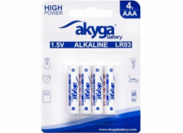 Akyga alkalická baterie AAA LR03 Zn-MnO2, 1.5V/1300mAh, blister 4x