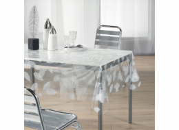Douceur d`Interieur Transparentní olejové plátno na stůl, 140 x 240 cm, bílý motiv listů Douceur d`Interieur Transparentní olejové plátno na stůl, 140 x 240 cm, bílý motiv listů