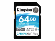 Kingston SDXC karta 64GB Canvas Go! Plus, R:170/W:90MB/s, Class 10, UHS-I, U3, V30